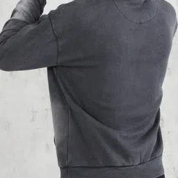 Shein Drop Shoulder Typographic Chest Print Washed Hoodie image 3