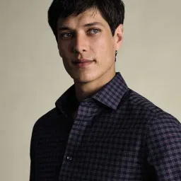 charles tyrwhitt Checked Slim Fit Brushed Cotton Twill Shirt image 3