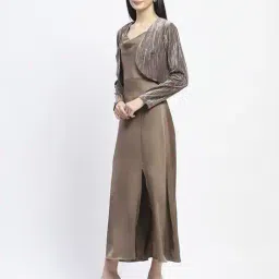 madame Women Fit & Flare Dress with Cowl Neck image 3