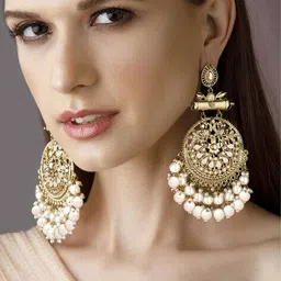 rubans Women Gold-Plated Beaded Chandbalis image 3