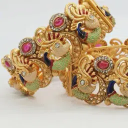 panini Women Pack of 2 Gold-Plated Stone-Studded Bangles image 3