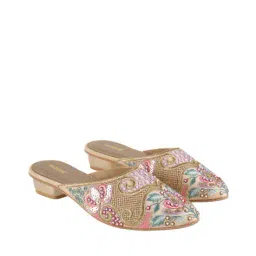 mochi Women Embroidered Round-Toe Mules image 3