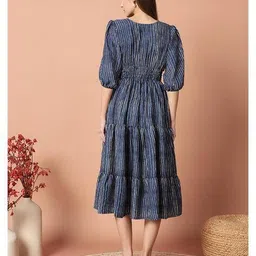 raiyani enterprise x ag Women Striped V-Neck Gown Dress image 3