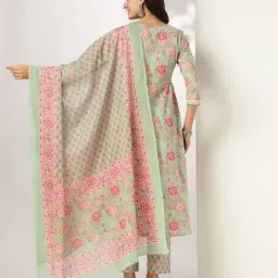 janasya Women Floral A-Line Kurta Set image 3