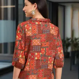 leia Women Printed Regular Fit Shirt with Cuban Collar image 3