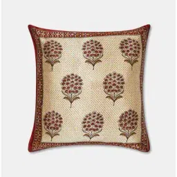 fabindia Floral Print Square-Shaped Cushion Cover 16"x16" image 3