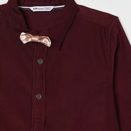 fame forever by lifestyle Boys Ribbed Spread-Collar Shirt with Bow image 3