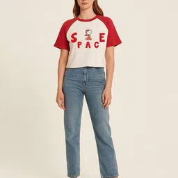 minute mirth x ag Women Typographic Print Regular Fit Round-Neck T-Shirt image 3