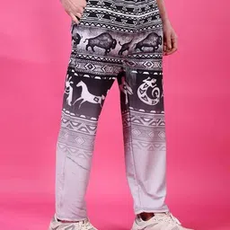 yellow tree Men Printed Mid-Rise Straight Track Pants image 3