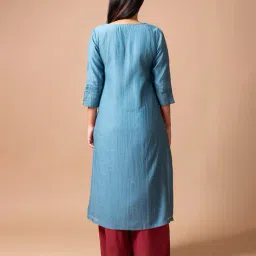 texstile Women Embroidered Straight Kurta Set with Dupatta image 3