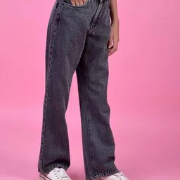 crimsoune club Girls Mid Washed Wide Jeans image 3