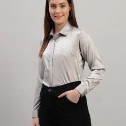 rare camel Women Spread Collar Shirt with Full Sleeves  image 3