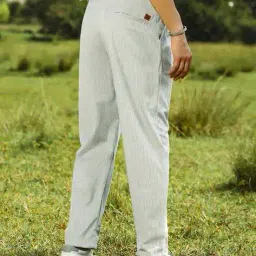 campus sutra Men Flat-Front Relaxed Fit Trousers with Insert Pockets image 3