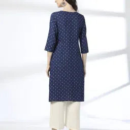 siyahi Women Micro Print Straight Kurta image 4