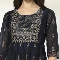 avaasa set Women Foil Print Layered Dress image 4