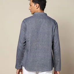 indie picks South Cotton Oxford Short Kurta with Roll-Up Sleeves & Patch Pocket image 4