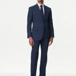 marks & spencer Men Checked Regular Fit Flat-Front Trousers image 4