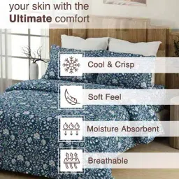 color sense 200 TC Floral Print Double Bedsheet with Pillow Covers image 4