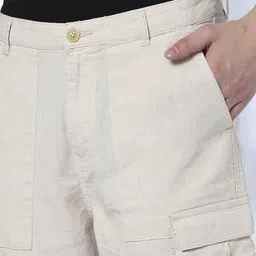 john players Men Flat-Front Cargo Fit Trousers image 4