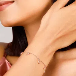 GIVA Women Rose Gold Sterling Silver Cubic Zirconia Rose Gold-Plated Link Bracelet image 4