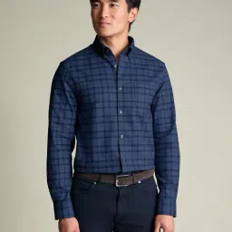 charles tyrwhitt Overcheck Slim Fit Twill Shirt image 4
