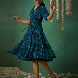 flowervelly Women Tie & Dye A-Line Dress image 4