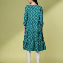 acai Women Block Print Flared Kurta image 4
