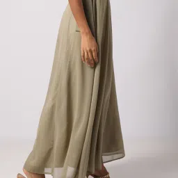 encrustd Flared Skirt with Fabric Waist Belt image 4