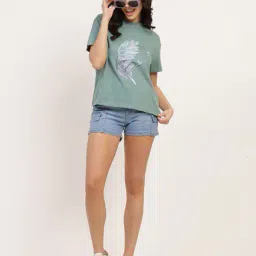 Shein Drop Shoulder Graphic Chest Print Crew Tshirt image 4