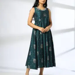 avaasa set Women Floral Print Dress with Jacket image 4