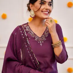 nyrika Women Embroidered Straight Kurta Suit Set image 4