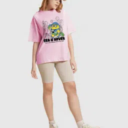 bewakoof Women's Sea u Never Graphic Printed Oversized T-shirt image 4