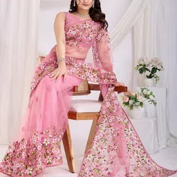 vivera Women Embroidered Saree with Contrast Border image 4