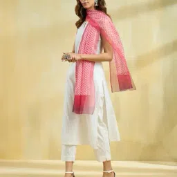 fabindia Women Chevron Stole with Contrast Border image 4