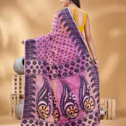 indie picks Lojjaboti Leaf Resham Dhakai Jamdani Saree image 4