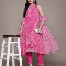 aarke ritu kumar Women Emilia Floral Print A-Line Kurta with Palazzo & Dupatta image 4