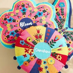 home centre Glance Bloom Beaded Filled Cushion - 16"x16" image 4