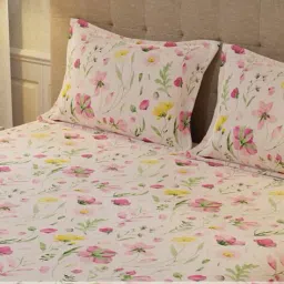 urban space Floral Print King Size Bedsheet with Pillow Covers image 4