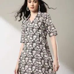 indie picks Handblock Print Angrakha Cotton Dress image 4