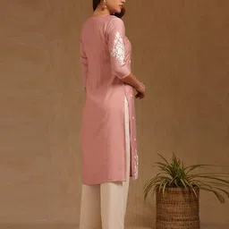 soch Women Embroidered Straight Kurta with Bracelet Sleeves image 4