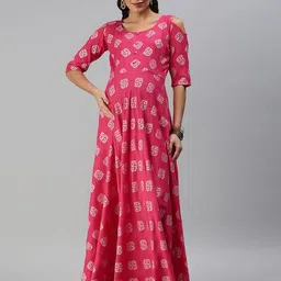 swishchick Women Block Print Fit and Flare Dress image 4