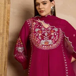 nyrika Women Embroidered Straight Kurta Suit Set image 4