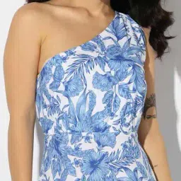 outryt by azorte Floral Print One-Shoulder Maxi Tiered Dress image 4