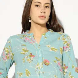 svrnaa by azorte Floral Print Straight Kurta image 4