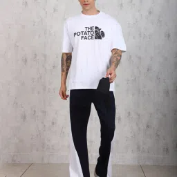 Shein Elasticated Drawstring Waist Contrast Panelled Track Pant image 4