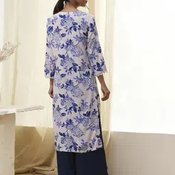 biba Women Floral Print No Darts Straight Kurta image 4