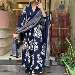 kiana house of fashion Women Floral Print Anarkali Kurta Set image 4