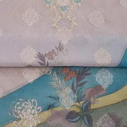 soch Women Organza Floral Unstitched Dress Material image 4