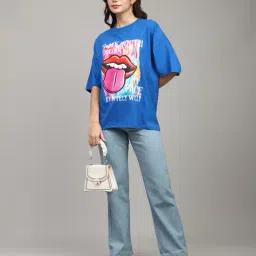 Shein Drop Shoulder Typographic Front Print Oversized Fit Tshirt image 4