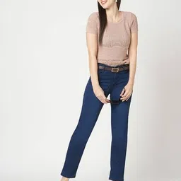 kraus Women K6030 Lightly Washed Slim Straight Fit Jeans image 4